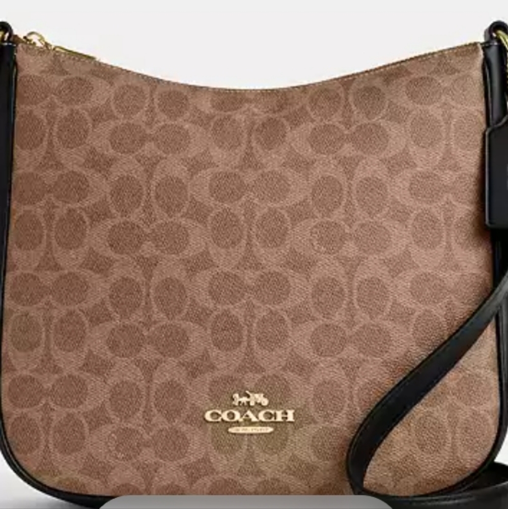 Coach Signature Canvas Messenger Bag - Brown and Black